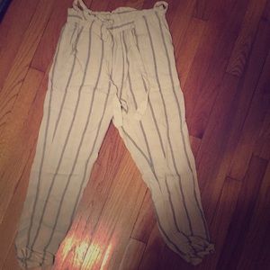 Long white and blue striped pants